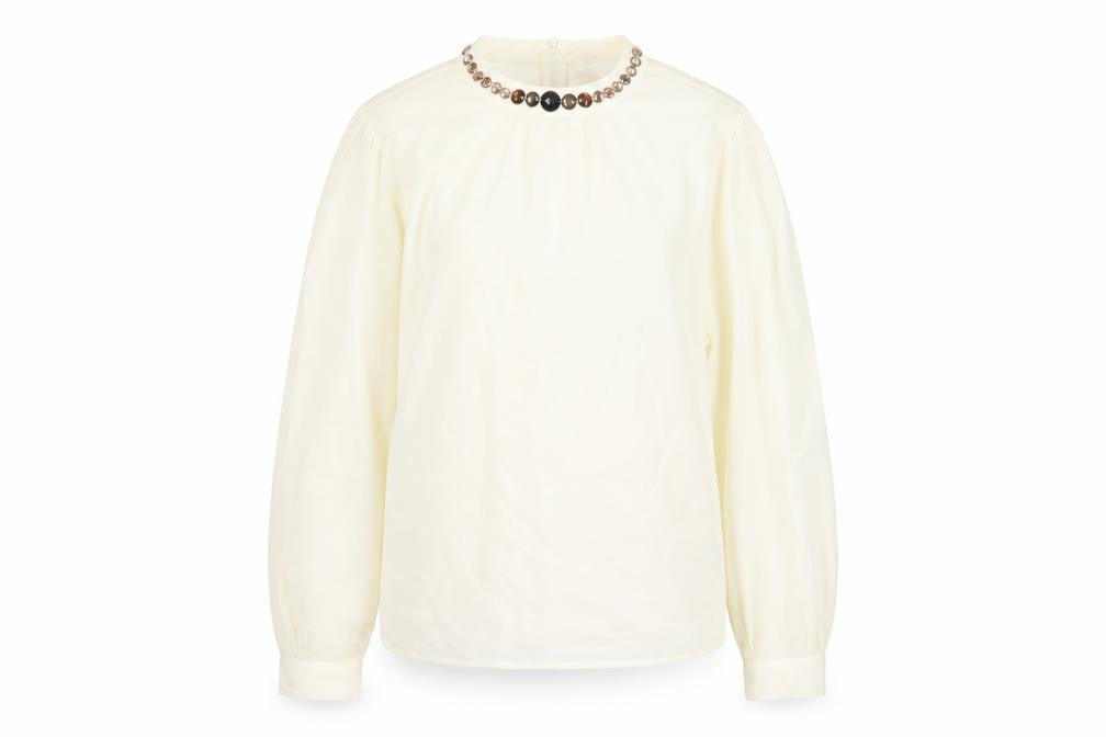 Front view of Gharani Strok women’s beige basic t-shirt, size L