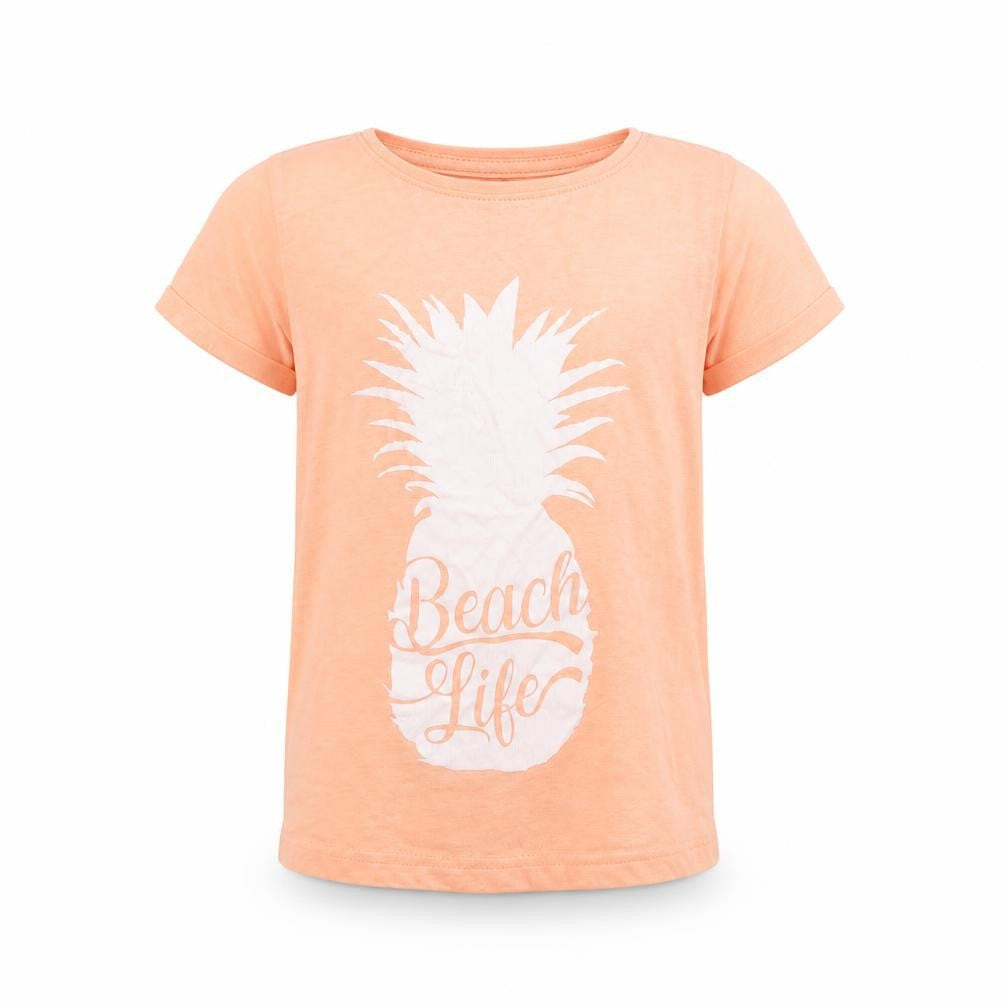 Front view of Primark girls’ orange basic t-shirt, size 7-8, years - pineapple