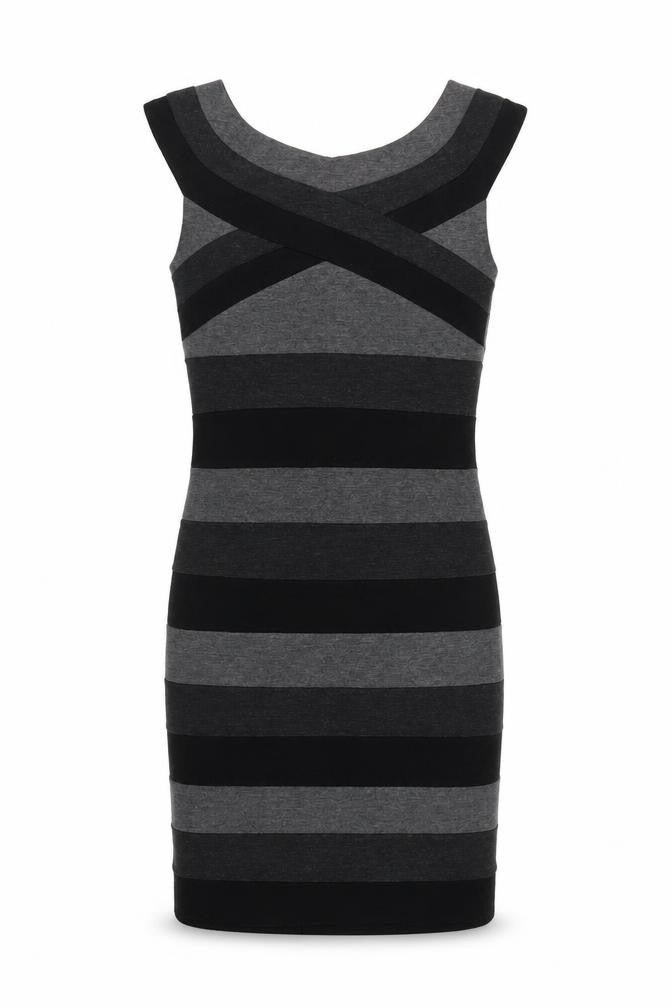 Alter London Womens Black Striped  Wrap Dress  Size 8