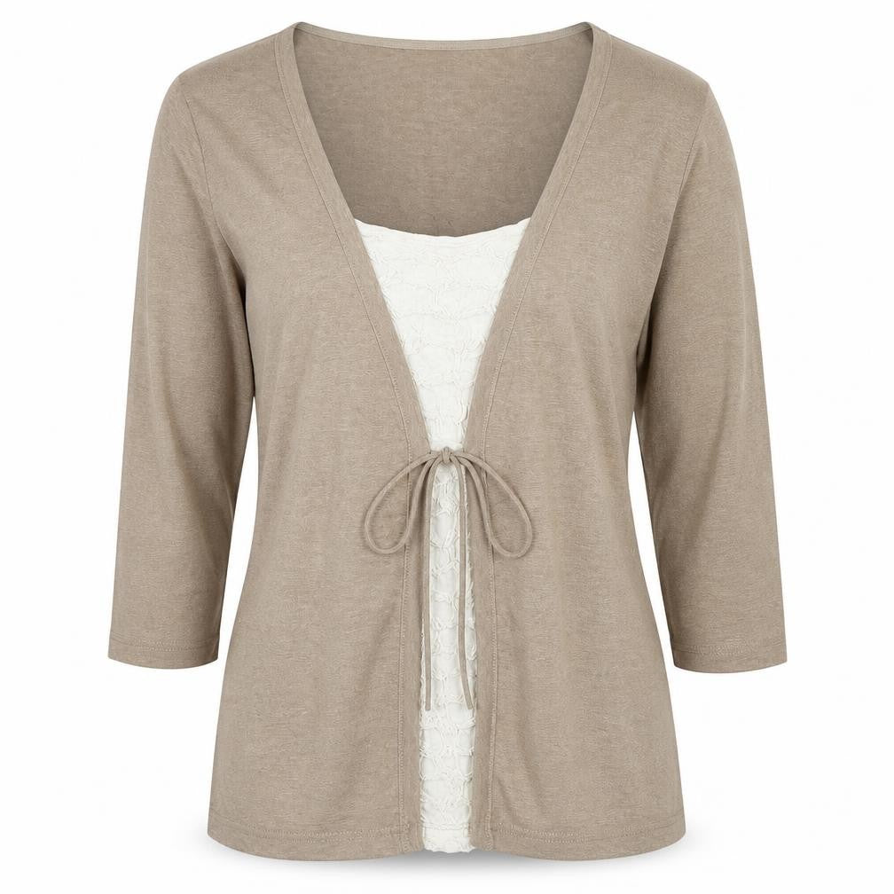 Front view of Per Una women’s brown basic t-shirt, size UK 10