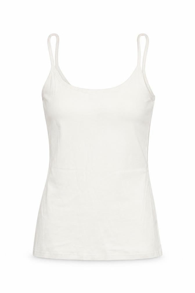 Front view of Tu women’s white basic tank, size UK 10