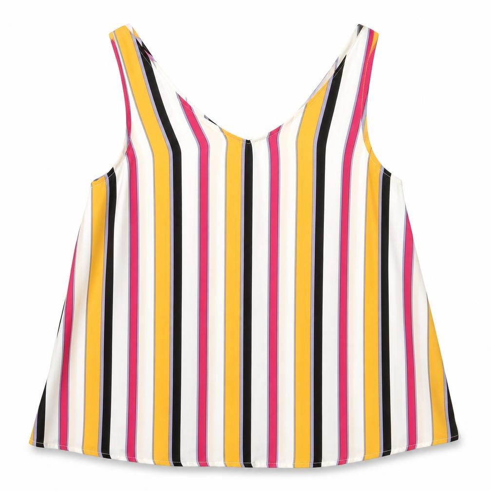 Front view of Primark women’s multicoloured striped basic blouse, size UK 8