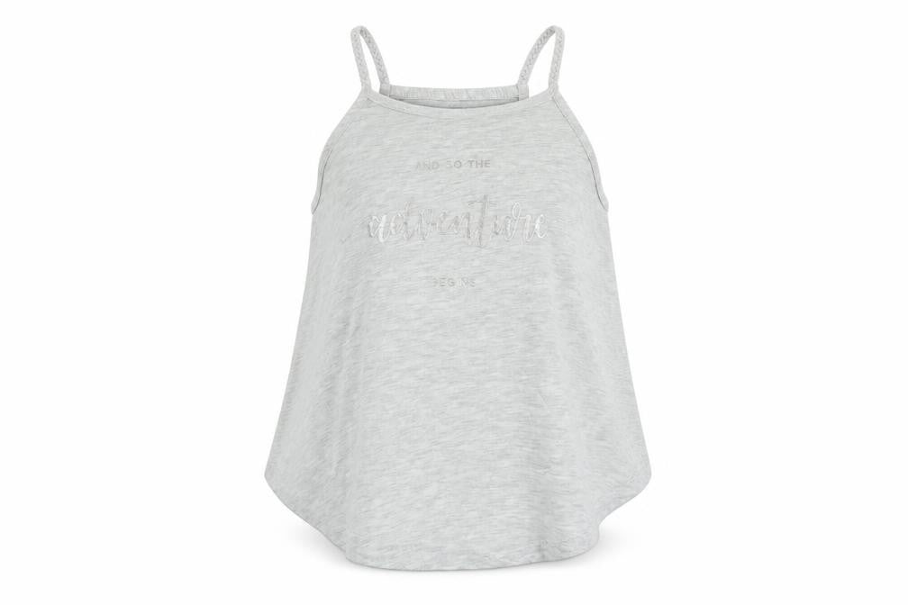 Front view of H&M girls’ grey basic t-shirt, size 9-10, years