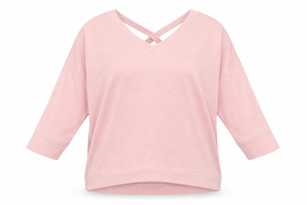 Front view of River Island women’s pink jumper, size UK 10
