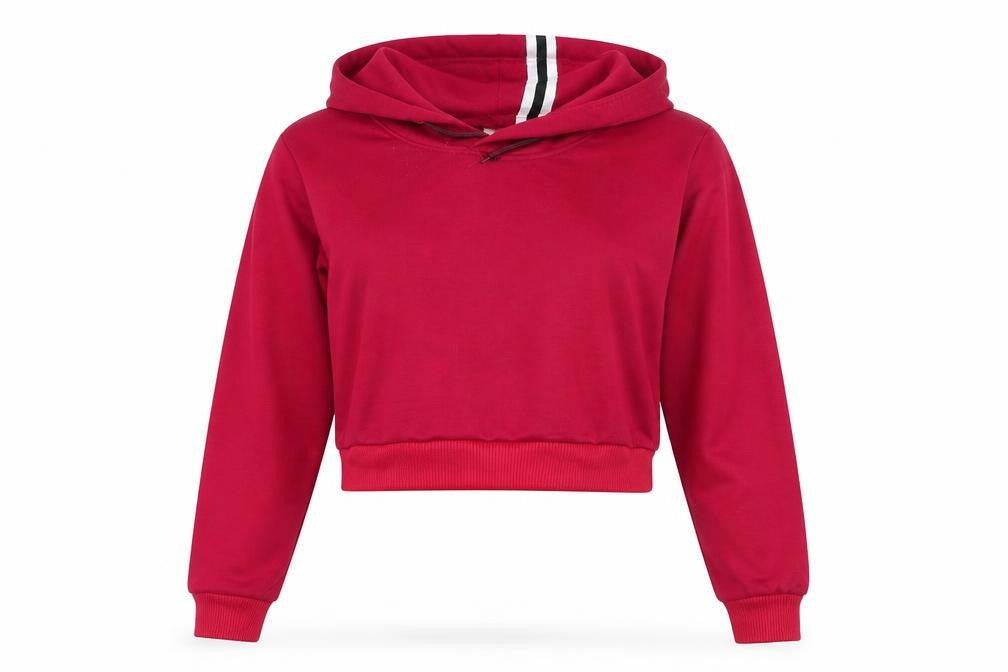 Front view of xiranmei women’s red jumper, size M, - crop jumper