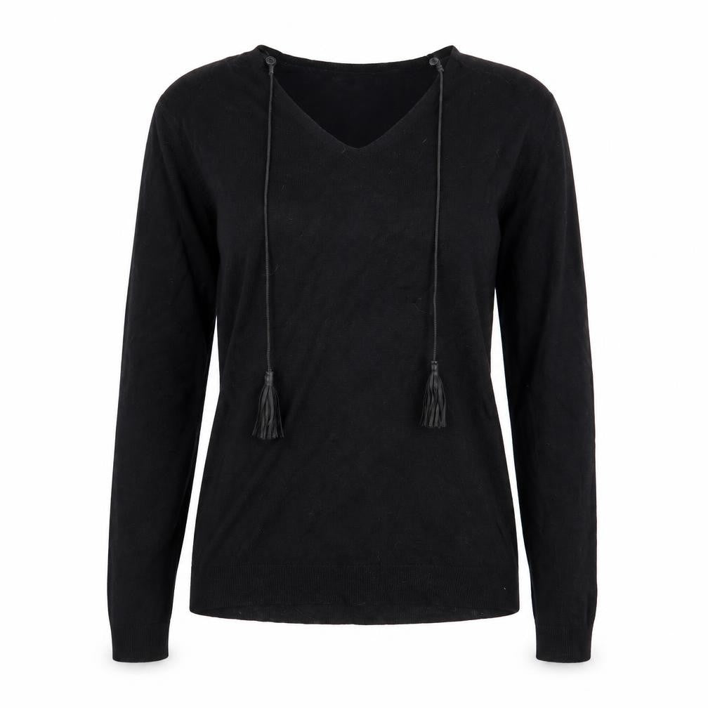 Front view of Rick Cardona women’s black jumper, size UK 12