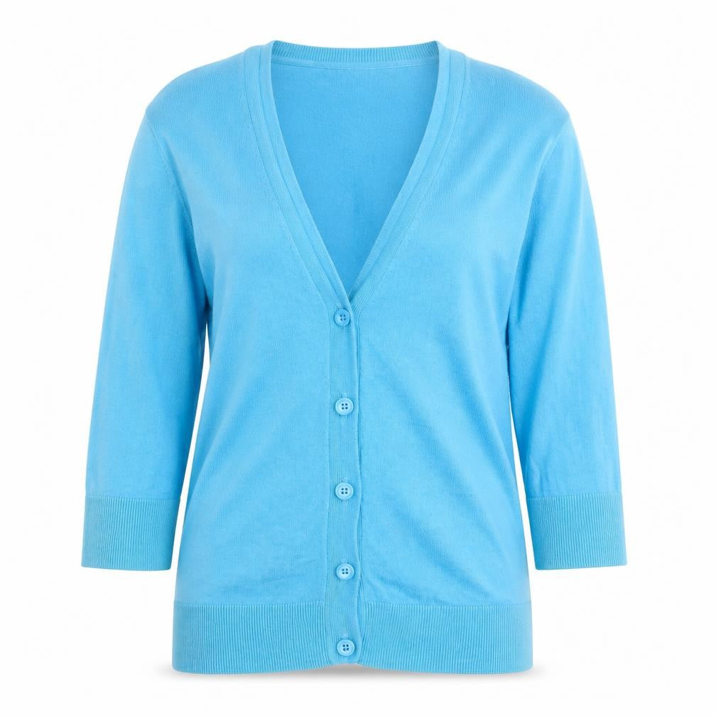 Front view of Gap women’s blue cardigan jumper, size S