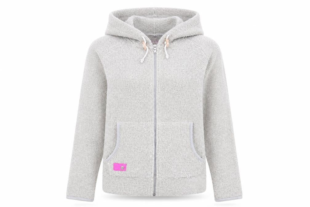 Front view of Tu women’s beige full zip jumper, size UK 8
