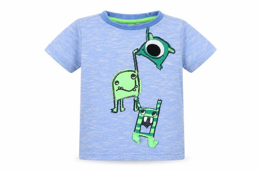Front view of F&F Baby Blue Basic T-Shirt, size 18-24, Months - Monsters