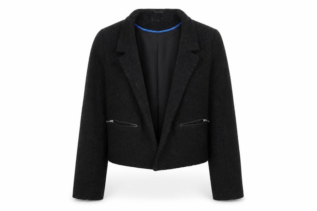 Front view of F&F women’s black jacket blazer, size UK 12