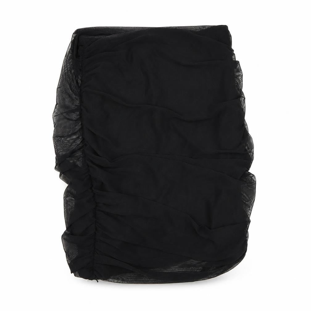 Front view of PRETTYLITTLETHING women’s black straight & pencil skirt, size UK 12