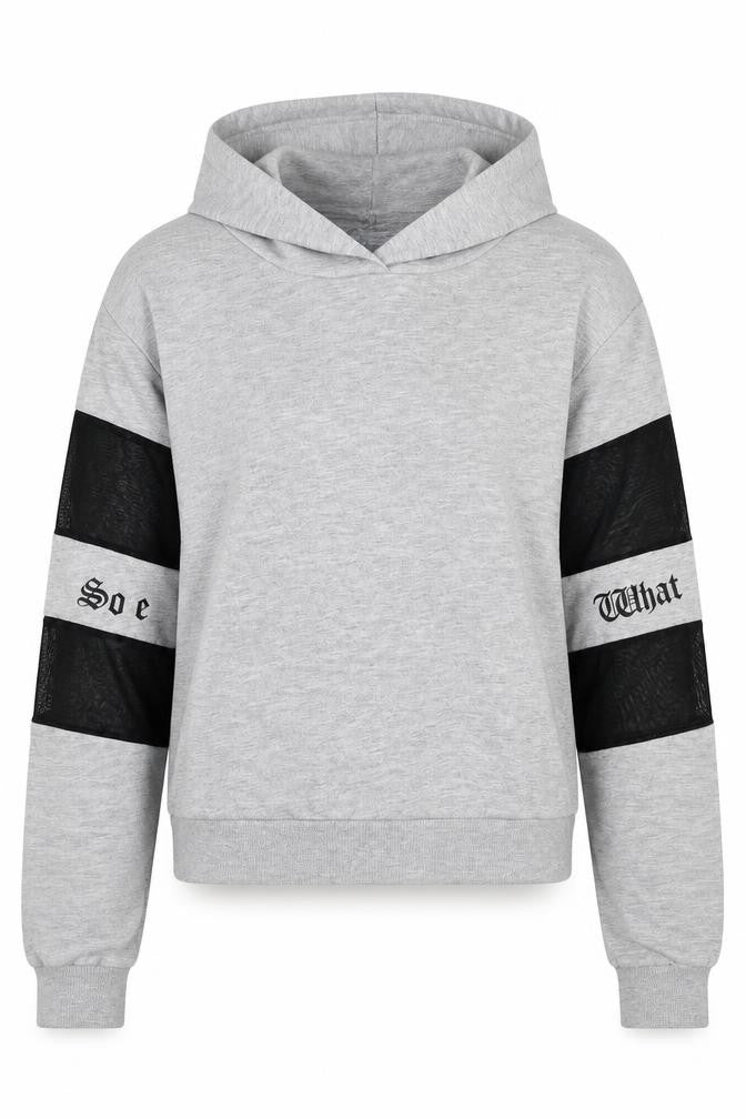 Front view of Select women’s grey pullover hoodie, size S