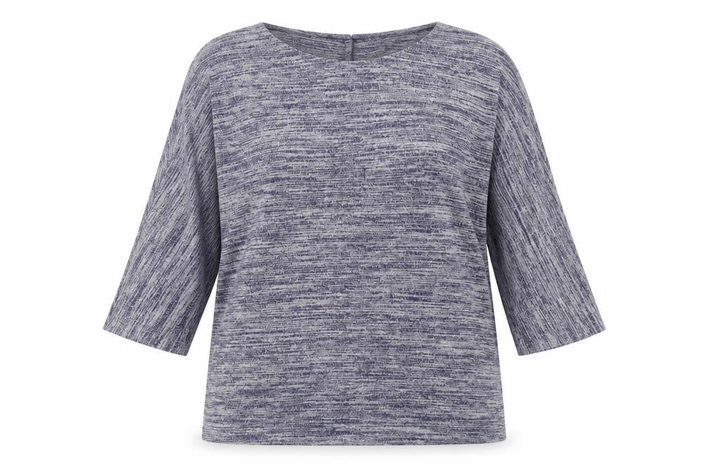 Front view of Preworn women’s blue basic blouse, size XL