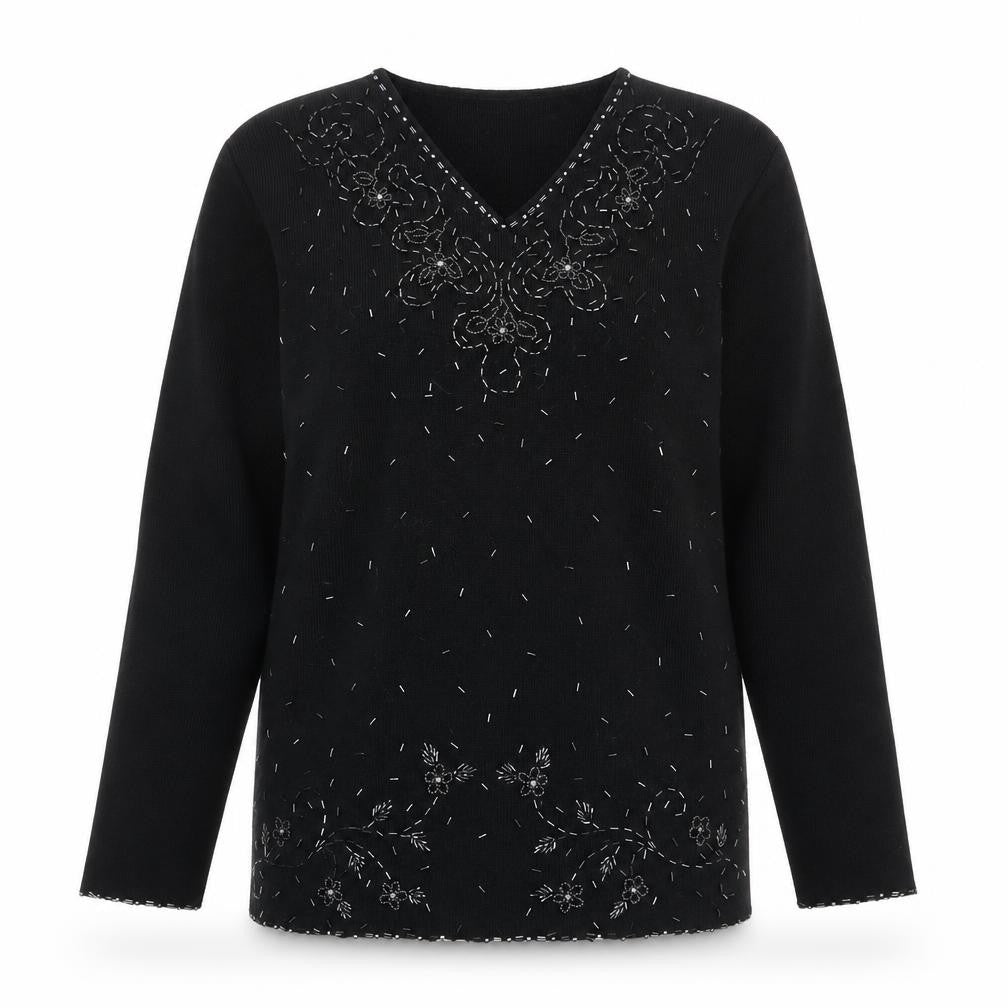 Front view of Berkertex women’s black jumper, size UK 16