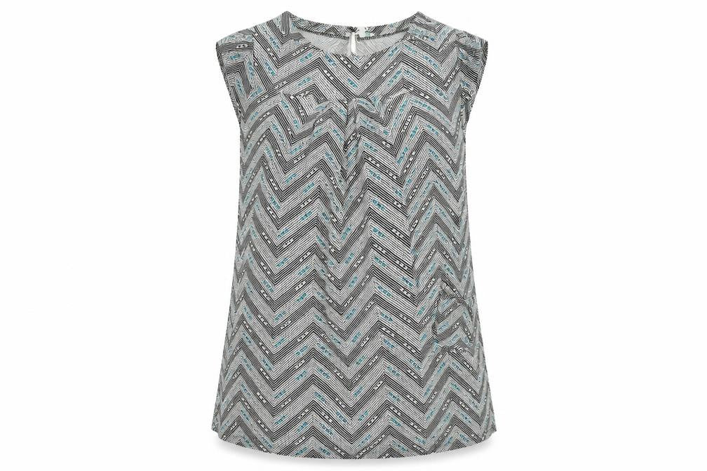 Front view of Lime women’s green geometric basic t-shirt, size UK 12