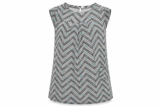 Front view of Lime women’s green geometric basic t-shirt, size UK 12