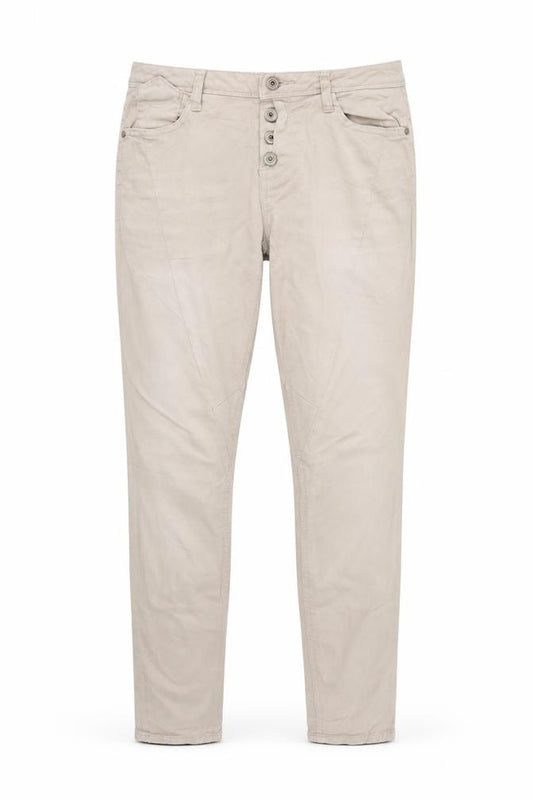 Front view of Street One women’s beige skinny jeans, size UK 25, in, 30-inch leg