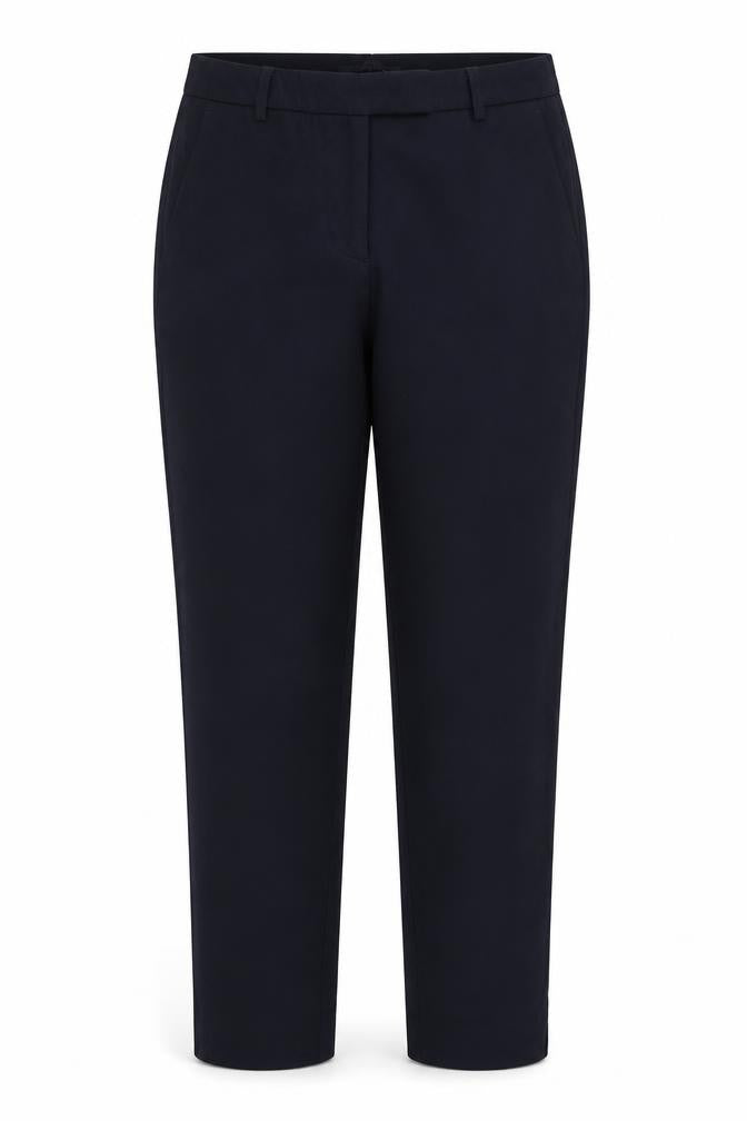 Front view of Marks & Spencer women’s blue trousers, size UK 10, 25-inch leg