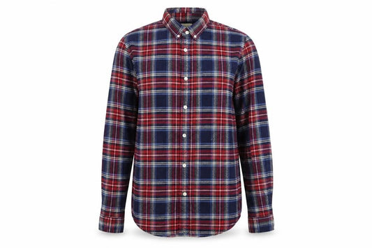 Front view of Selected men’s multicoloured check button-up, size M