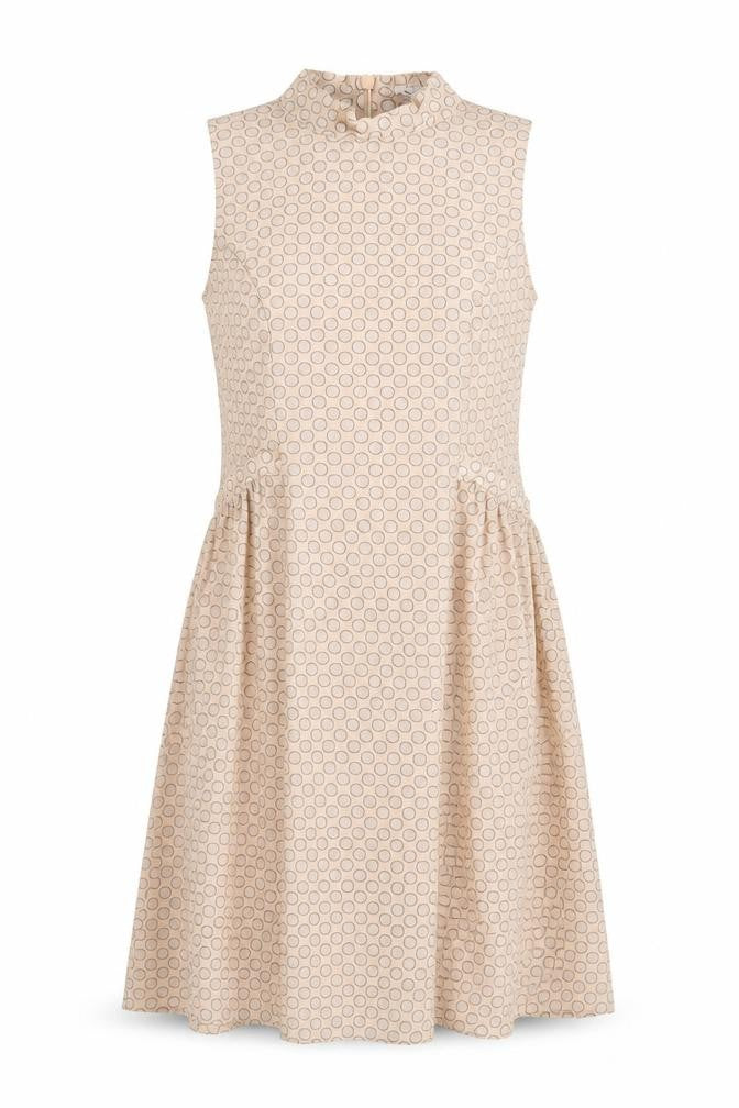 Front view of Next women’s pink striped fit & flare, size UK 8