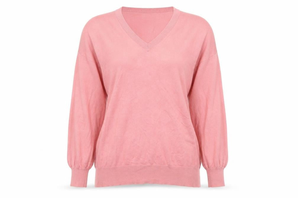 Front view of Very women’s pink jumper, size UK 12