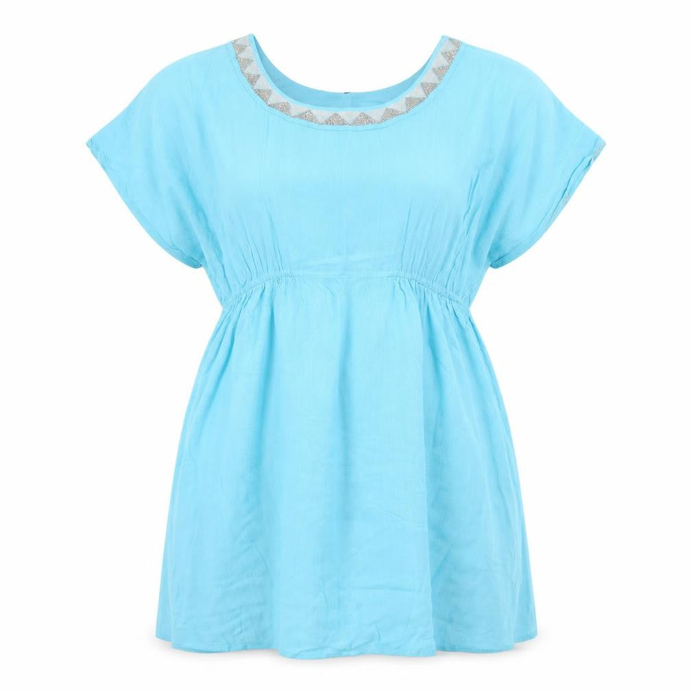 Front view of Riviera women’s blue fit & flare, size M