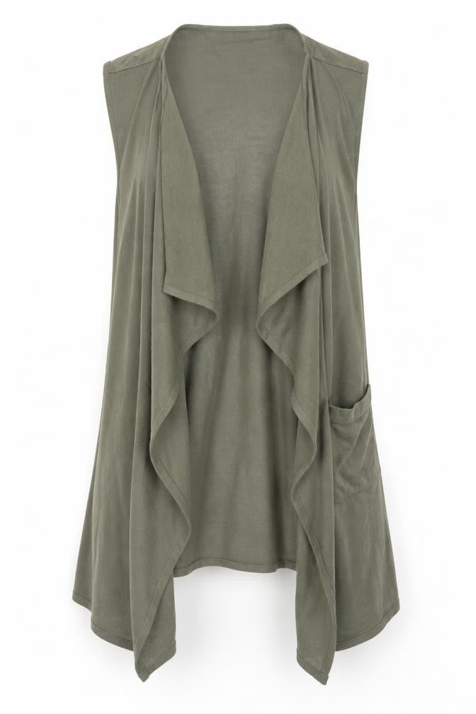 Front view of a&d women’s green gilet jacket, size M