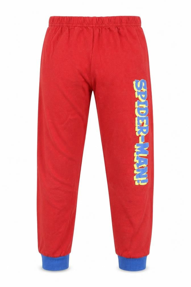 Front view of Disney boys’ red solid pyjama pants, size 9, years - spiderman