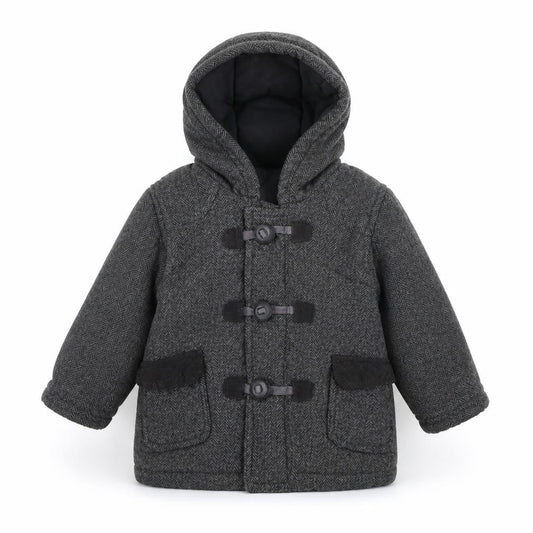 Front view of George Baby Grey Herringbone Jacket Coat, size 12, Months