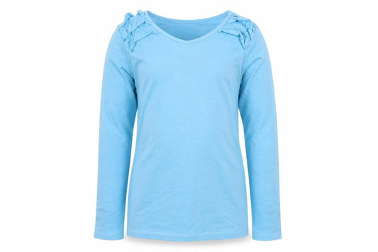 Front view of F&F girls’ blue basic t-shirt, size 13, years