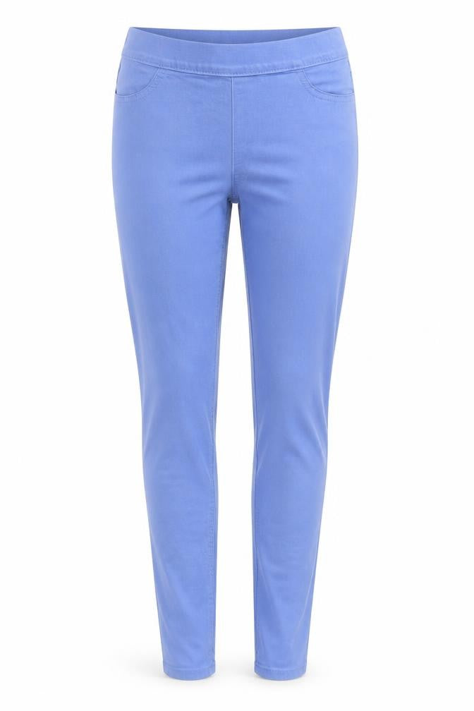 Front view of Marks & Spencer women’s purple trousers, size UK 8, 27-inch leg