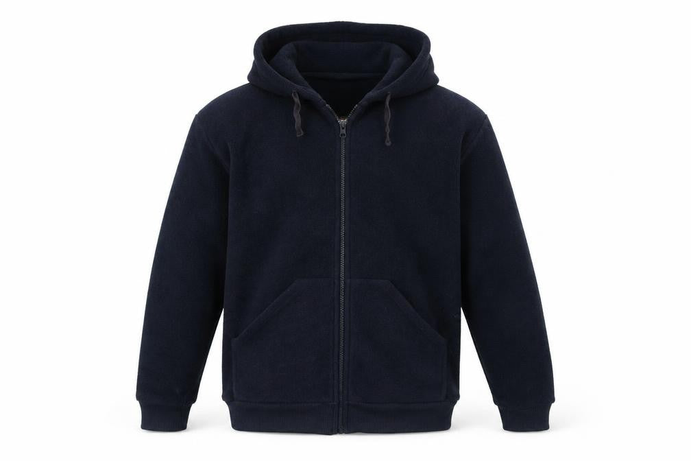 Front view of m7S boys’ blue full zip hoodie, size 13-14, years