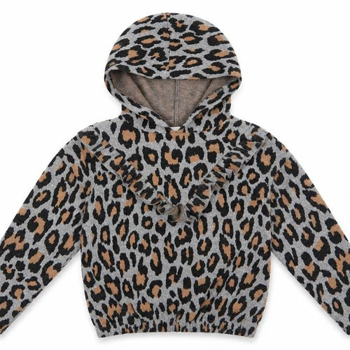 I Love Girls Wear Girls Grey Animal Print  Pullover Hoodie Size 8 Years