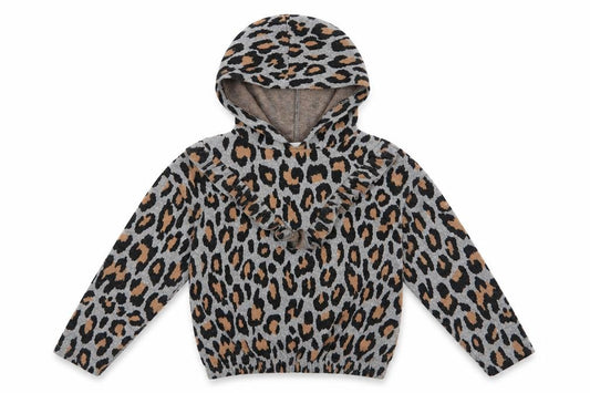 I Love Girls Wear Girls Grey Animal Print  Pullover Hoodie Size 8 Years