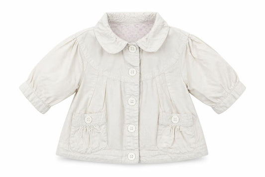 Front view of Next girls’ white overcoat coat, size 3-4, years