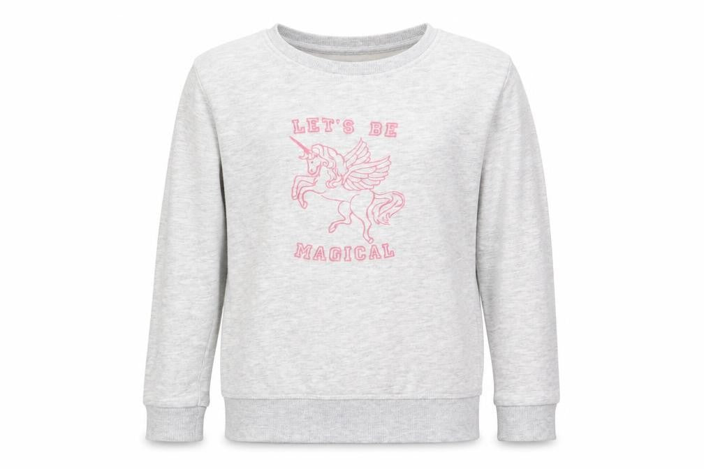 Front view of Primark girls’ grey pullover sweatshirt, size 8-9, years