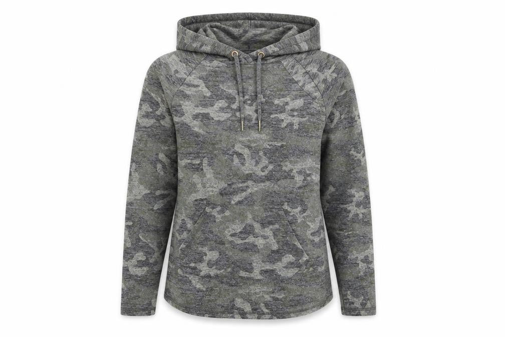 Florence and Fred Womens Green Camouflage  Pullover Hoodie Size 6