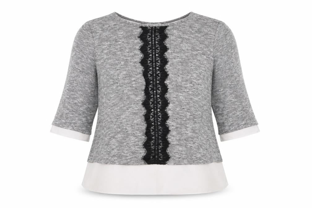 Front view of Wallis women’s black jumper, size UK 14, - mock under top