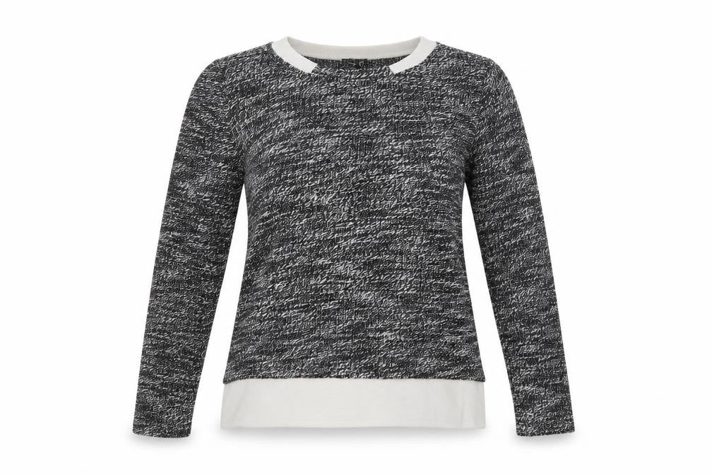 Front view of DANITY women’s grey pullover sweatshirt, size M