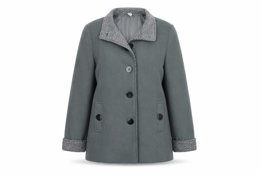 ANNE DDE LANCAY Womens Green   Overcoat Coat Size L