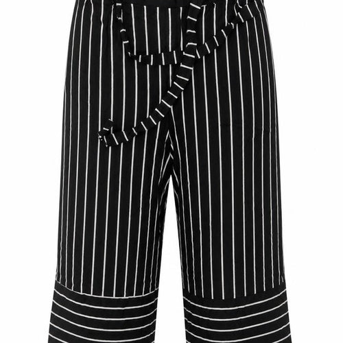 INTUITION Womens Black Striped  Cropped Trousers Size 12 L20 in