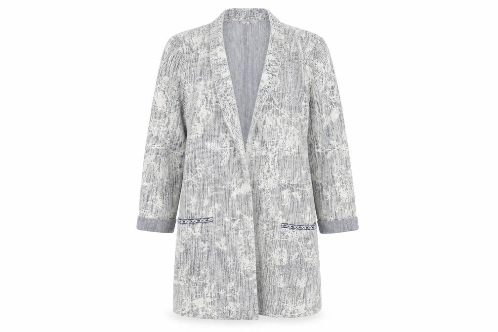 Front view of Cream women’s white cardigan jumper, size UK 6