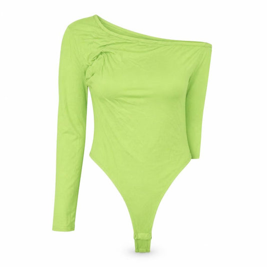 Front view of PRETTYLITTLETHING women’s green bodysuit one-piece, size UK 12