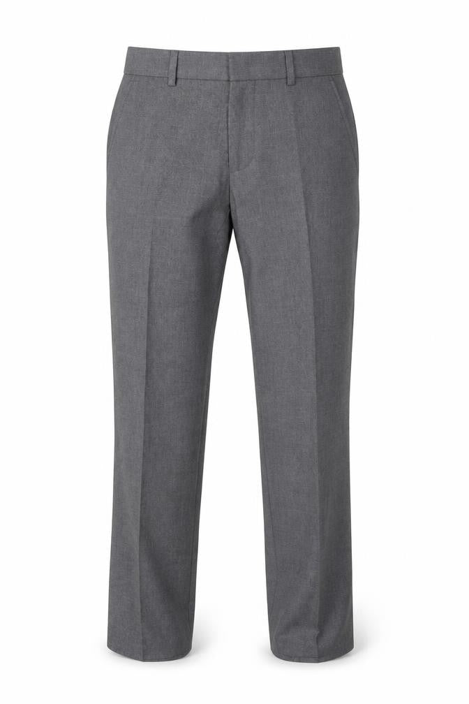 Front view of Topman men’s grey trousers, size 28, in, 28-inch leg