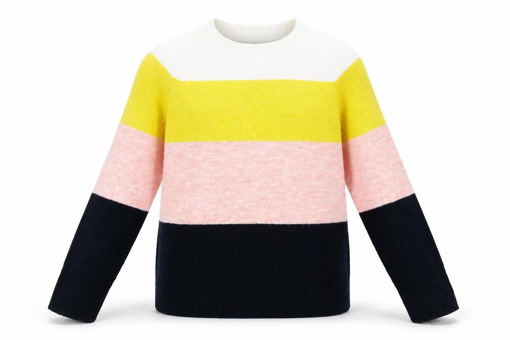 Front view of F&F women’s multicoloured striped jumper, size UK 10
