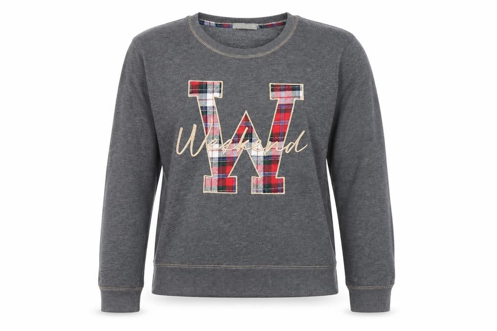 Front view of New Look women’s grey jumper, size UK 10, - weekend