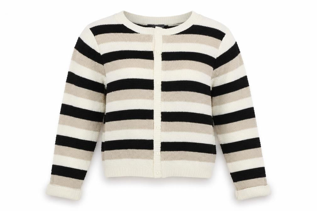 Evie Womens White Striped Knit Cardigan Jumper Size 8