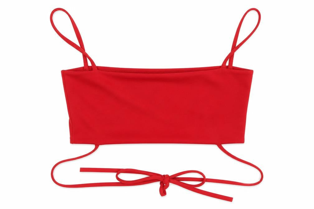 Front view of PRETTYLITTLETHING women’s red cropped tank, size UK 10