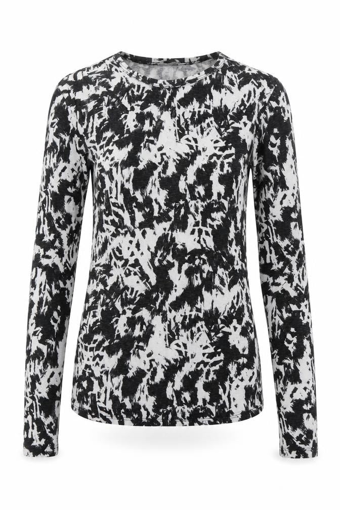 Front view of Topshop women’s black animal print basic t-shirt, size UK 6