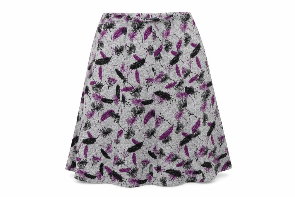 Amber Womens Grey Floral  A-Line Skirt Size 12